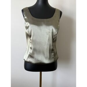 J.R. Nites by Carol Lin Sage Green Metallic Shimmer Tank Top Sz 14 Evening Wear